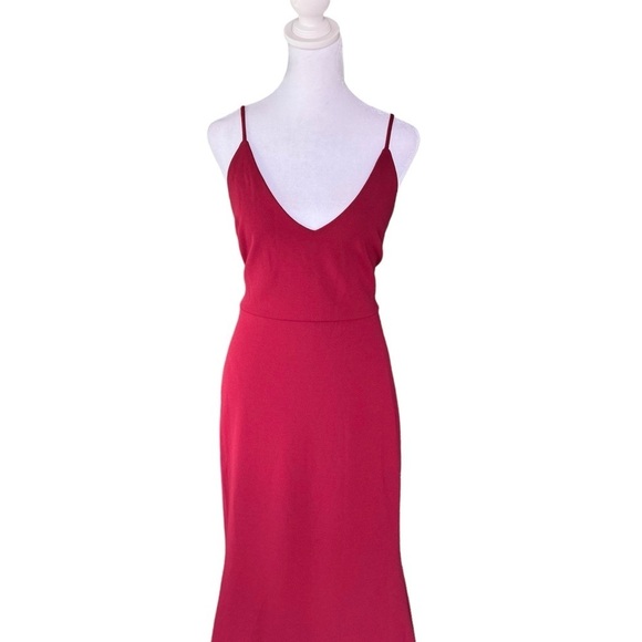 Lulus - Infinite Glory Wine Red Maxi Dress Sz L - Picture 6 of 12